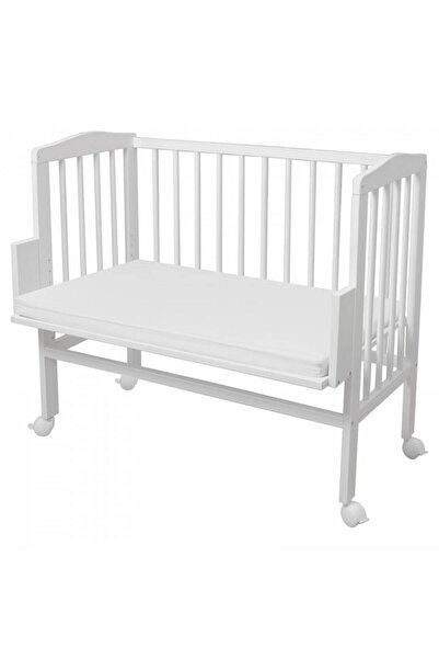 Waldin 2in1 Baby Crib, 90 cm x 55 cm, Beech Wood, Certified Paint, Detachable Side, Mattress Included, Prot