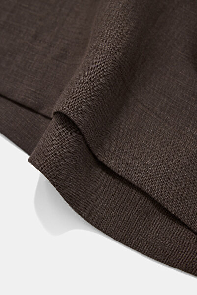 W Collection KAHVERENGİ KETEN VİSKOZ BLUZ