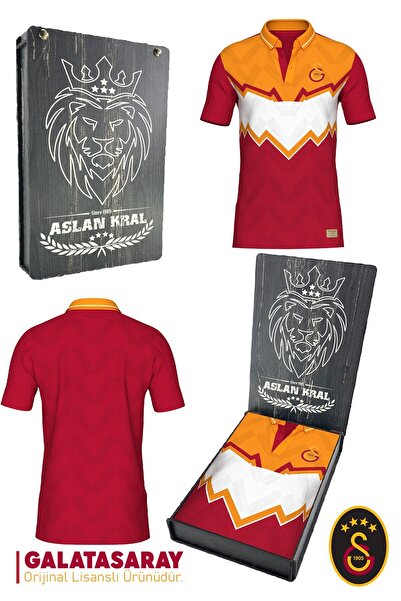 Galatasaray Orijinal Lisanslı Okan Buruk Desing Polo Yaka T-Shirt Hediyelik Ahşap Kutulu