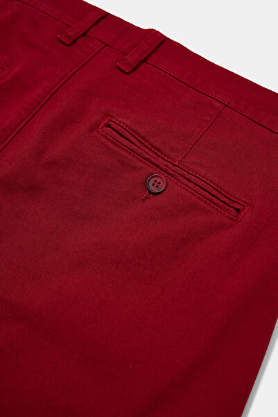 W Collection Red Cotton Elastane Buttoned Bermuda