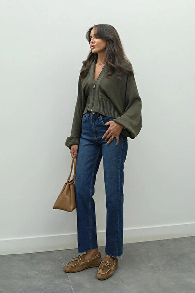 NET OF NOT Briella Orta Mavi Yüksek Bel Mom Fit Likralı Jean