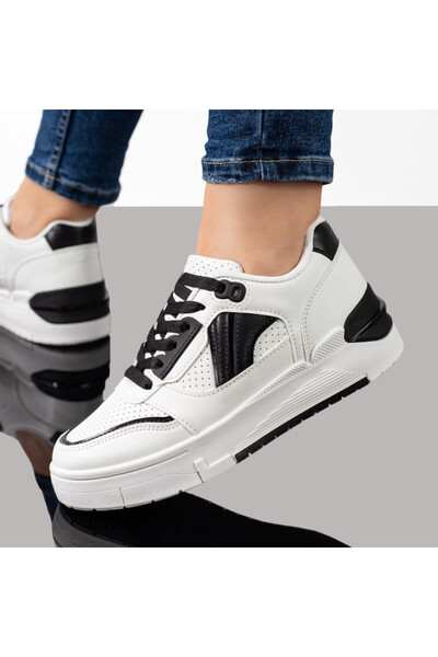 Modlet.ro Women's black and white lace-up sneakers MOD08644