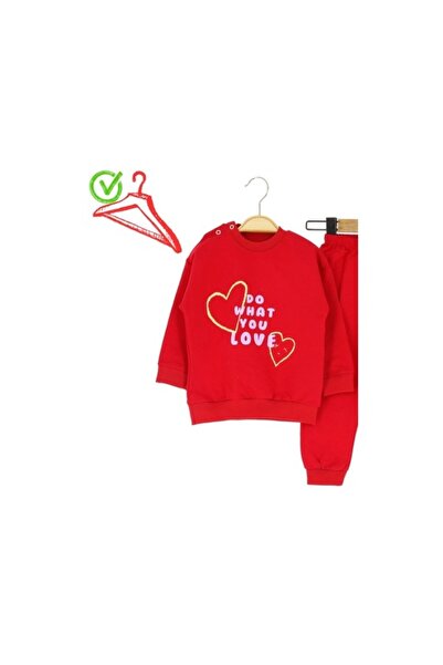 Atabay Kids Atabay 168-10-25 Baby Girl Set 2-Piece Heart Printed 9/24 Months