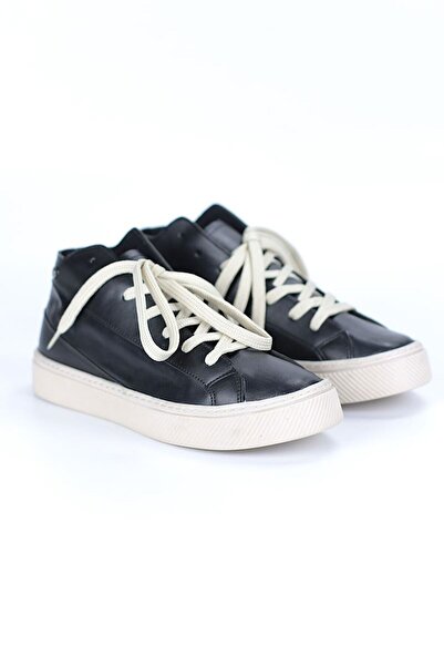 Gökhan Talay Дамски кецове с връзки от черна кожа Cypress