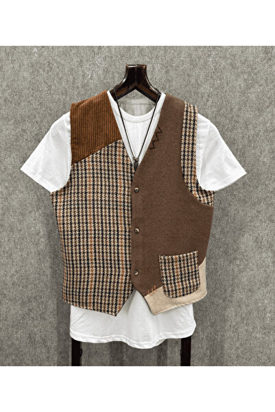 FıttingRoom Regular Handcrafted Detailed Cotton Cashmere Vest