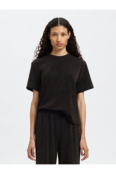 Selected Femme Oberteil mit kurzen Ärmeln Glitzer