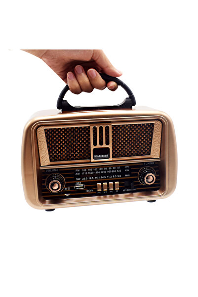 RTG NS8068 Ahşap Nostaljik Görünümlü Bluetoothlu USB-SD Card Girişli Radyo Hoparlör Müzik Kutusu