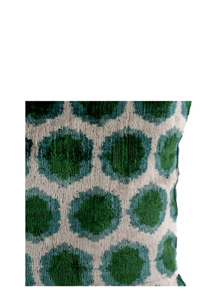 Motiff İkat Velvet Turquoise-Green Polka Dot Throw Pillow Cover