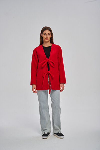 sdf line Önü Bağcıklı Yandan Cepli Yün görünümlü kumaş Hırka tipi TREND KABAN