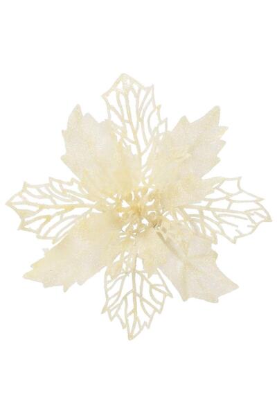 SERSIMO Set of 10 Christmas tree ornaments, Poinsettia star, 16cm, cream