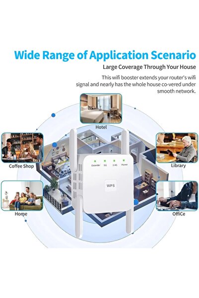 PONİSS Dual-Band WiFi Range Extender 1200Mbps from Ponicoyzi, Long Range WiFi Signal Booster with 4 Antenna