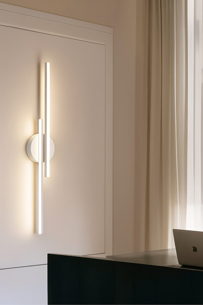 luxshome Modern Kablosuz Çift Yönlü Tak Çalıştır Ledli Pilli Aplik Banyo Tablo Ayna Aydınlatma Mat Beyaz Kasa