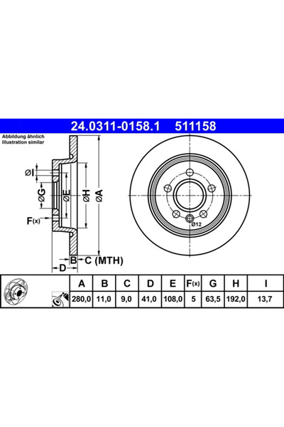 Ate Disc Frana Ford Focus 2/Focus C-Max Volvo C30/C70 2/S40 2