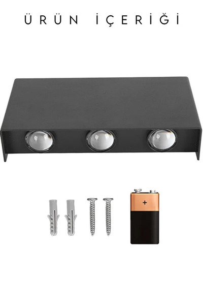 luxshome 2 Adet Pilli Dekoratif Çift Yönlü Duvar Bahçe Aydınlatma Aplik Mercekli Dekorasyon Salon Gün Işığı