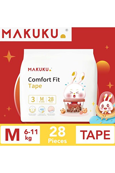 MAKUKU Comfort Fit Tape Diapers - Size 3 (6-11kg) | 4-6 months | 28 Pieces