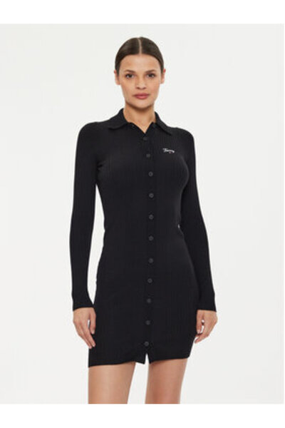 Tommy Jeans Rochie tricotată pentru femei DW0DW18481 Negru