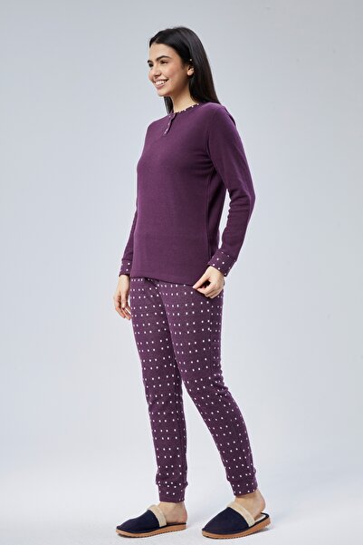 M MOONCOVER Mooncover Kadın Kışlık Pijama Takımı - Mor