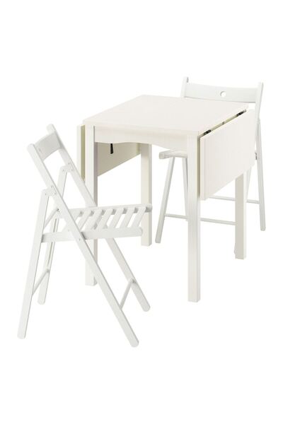 hobiurun Mutfak masası takımı, beyaz, 2 sandalyeli, katlanabilir