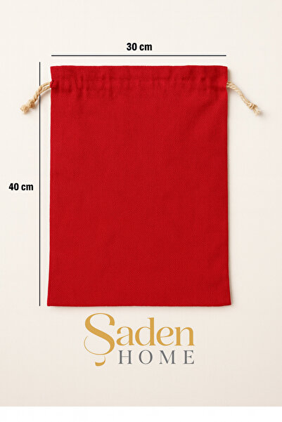 SADEN HOME 5 ADET AĞZI BÜZGÜLÜ KIRMIZI HAM BEZ KESE -TORBA-ORGANİZER-DÜZENLEYİCİ-SAKLAMA KESESİ