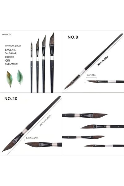 Sanathobi Paint Watercolor Angled Brush Set, Ceramics, Gilding, Miniature, Flower Painting 4 Pcs-Set