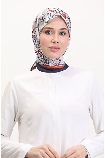 sefamerve Eșarfă moale cu model 70245-01 Albastru închis Portocaliu