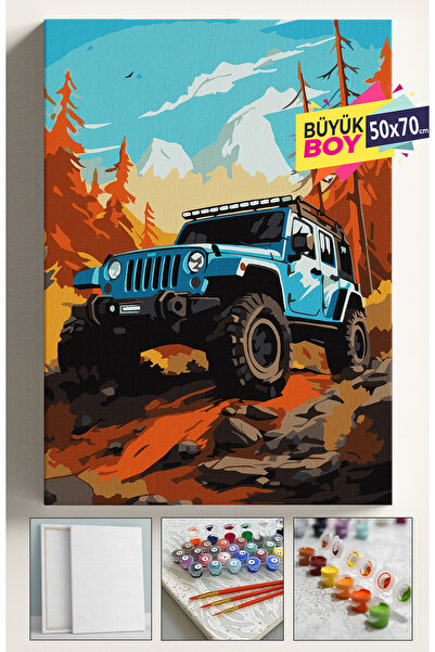 Corvo Sayılarla Boyama Seti Numaralı Tuval Fırça Boya Dahil Kasnaklı Set 50x7...