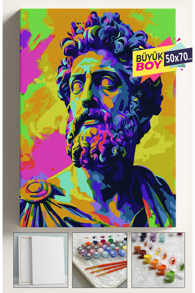 Corvo Sayılarla Boyama Seti Numaralı Tuval Fırça Boya Dahil Kasnaklı Set 50x7...