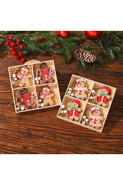 de Set of 12 Wooden Christmas Decorations, Cookies Design