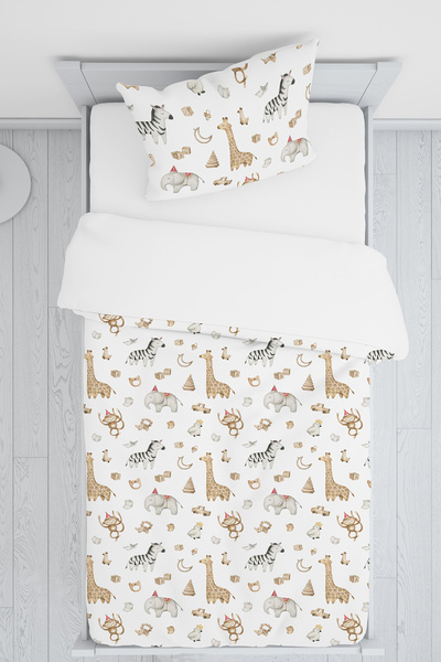 BelezaHome Giraffe Zebra Themed Single Baby Kids Bedding Set