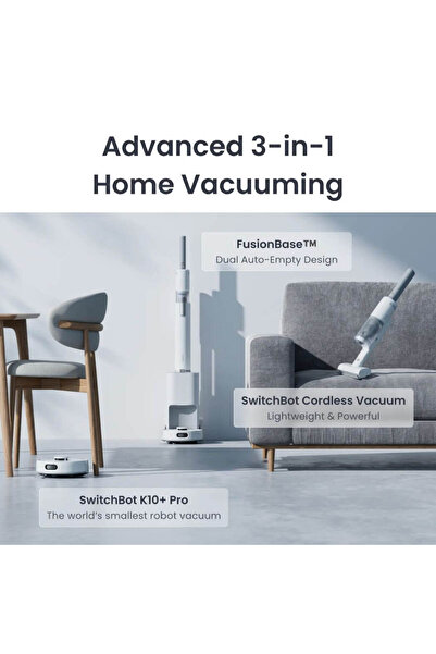 SwitchBot Robot Vacuum and Cordless Vacuum Cleaner K 10+ Pro Combo