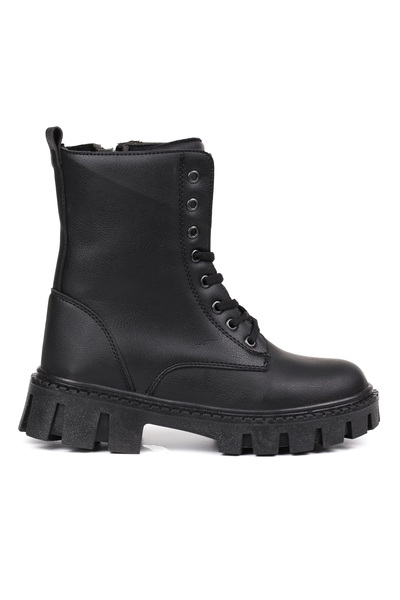 KAJILA Women's Black Boots – Thick Sole, Zippered, Lace-Up, Comfortable, Casual, Stylish and Durable