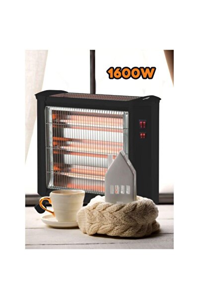 Hausberg Radiator electric quartz HB-8800, 1600W, 4 tuburi quartz, 4 trepte, protectie rasturnare, Negru