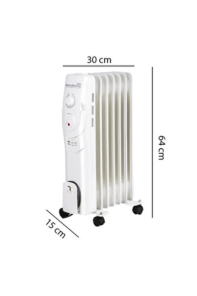 Hausberg Calorifer electric HB-8900AB, 1500 W, 7 elementi, 3 nivele de putere, termostat reglabil