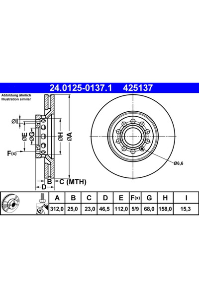 Ate Set Discuri Frana Audi A4 B6/A6 C5 1997-2013