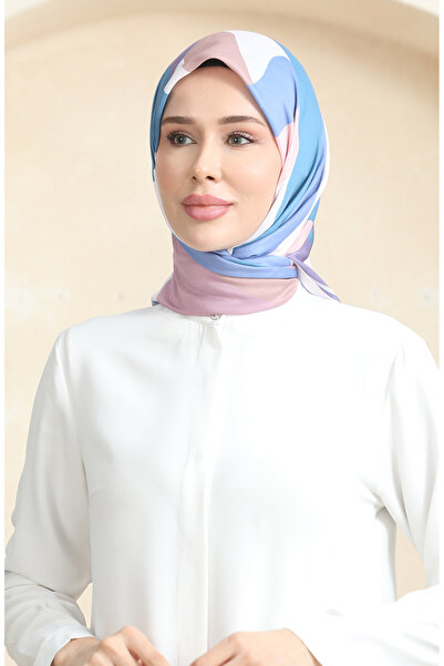 sefamerve Μαλακό κασκόλ με σχέδιο 70253-01 Powder Indigo