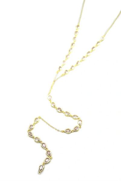 GARENTAS قلادة ليتاتريند على شكل حرف Y مرصعة بالأحجار - ذهبي