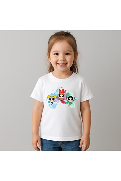 OEM Tricou pentru copii 100% bumbac cu PowerPuff Girls, alb