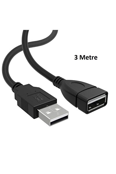 Derwell 3 Metre Usb Uzatma Kablosu 3mt Erkek-Dişi Led Işıklar Oyun Konsolları...
