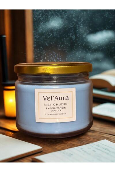 VelAura Duygu serisi & Mistik Huzur - Özel El Yapımı %100 Doğal Soya Wax Mum Yoğun Aroma