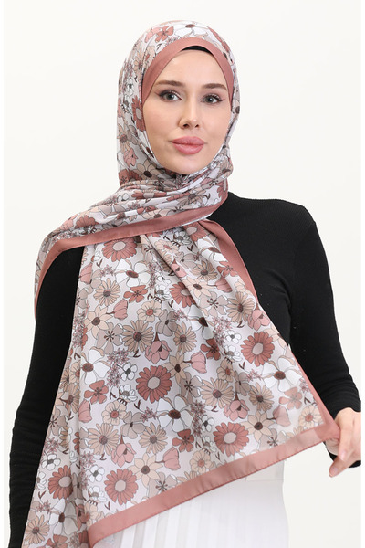 sefamerve Şal moale cu model 70263-14 Maro Alb