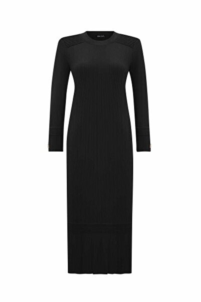 MISS DALIDA Fitilli Triko Siyah Elbise