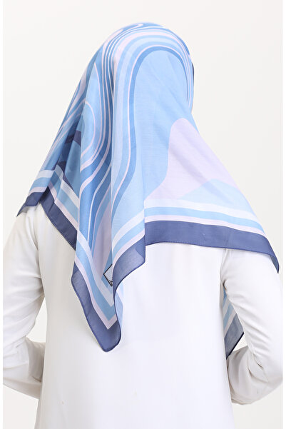 sefamerve Μαλακό κασκόλ με σχέδιο 70254-01 Μπλε ναυτικό μπλε