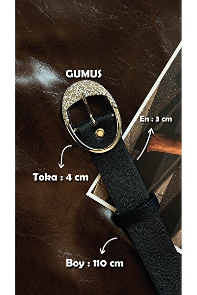 LİA KEMER Oval Patterned Silver Buckle Model Women's Belt Waist Belt Coat Belt Dress Belt Trouser Belt