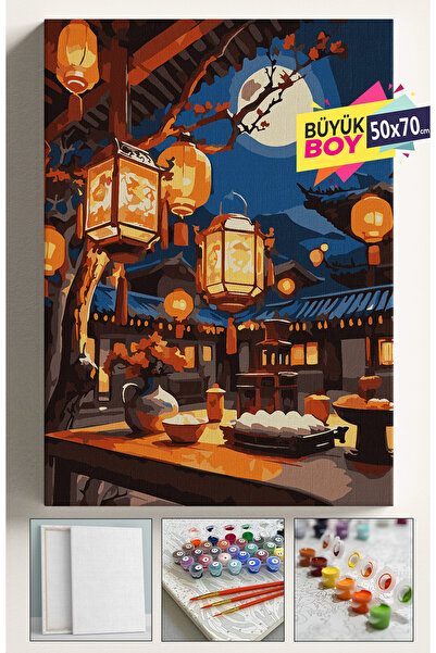 Corvo Sayılarla Boyama Seti Numaralı Tuval Fırça Boya Dahil Kasnaklı Set 50x7...