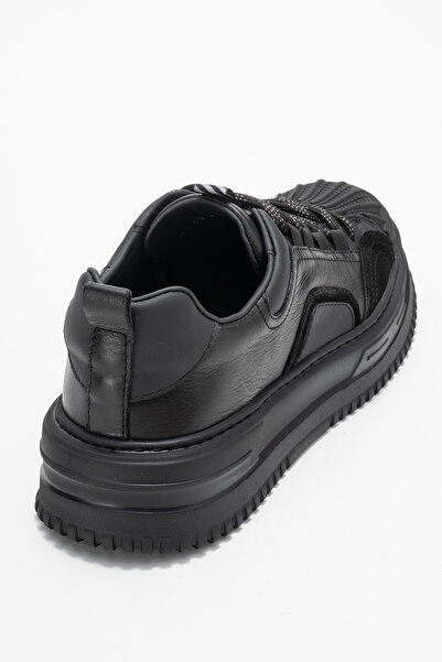 MARCOMEN Men's Thick Sole Lace-Up Comfort Casual Shoes Genuine Leather Mc 20326 Black