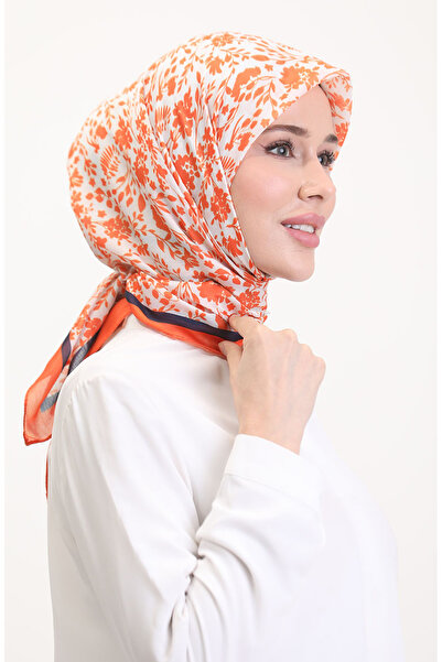 sefamerve Μαλακό κασκόλ με σχέδιο 70261-06 Πορτοκαλί Ναυτικό Μπλε