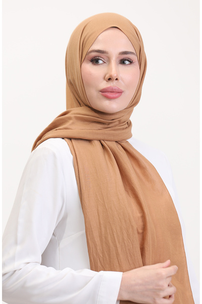 sefamerve Βαμβακερό σάλι τζαζ 70257-18 Camel