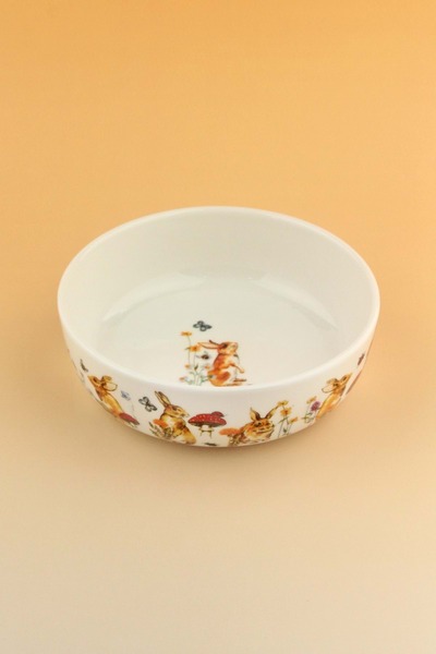 Bursa Porselen Dekor Tavşan küçük boy porselen salata kasesi