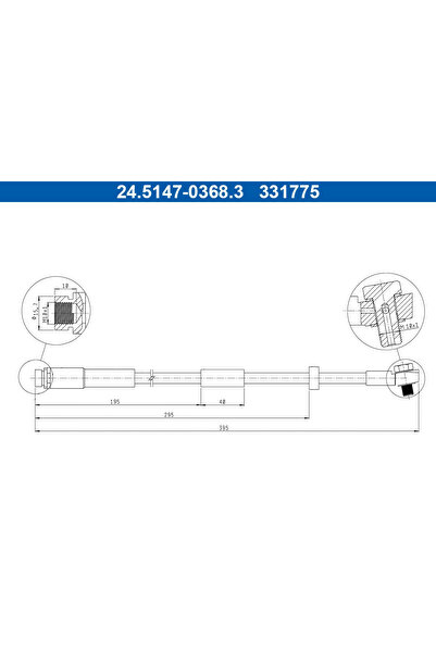 Ate Спирачен маркуч Jaguar 10-Type 1