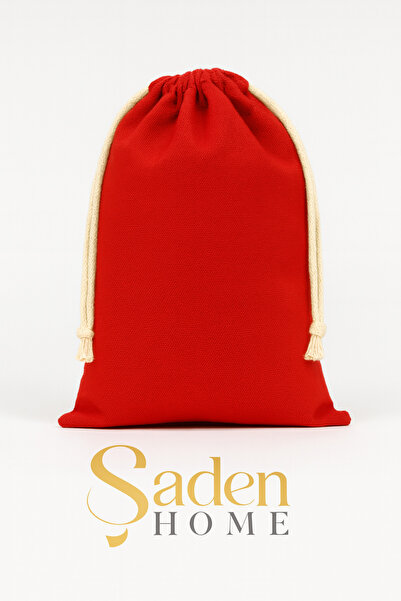 SADEN HOME 5 ADET AĞZI BÜZGÜLÜ KIRMIZI HAM BEZ KESE -TORBA-ORGANİZER-DÜZENLEYİCİ-SAKLAMA KESESİ